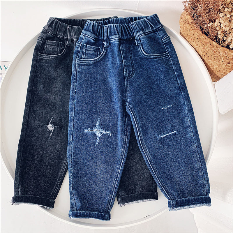 Boys Fleece Jeans Straight Trousers Trendy Children s Clothing