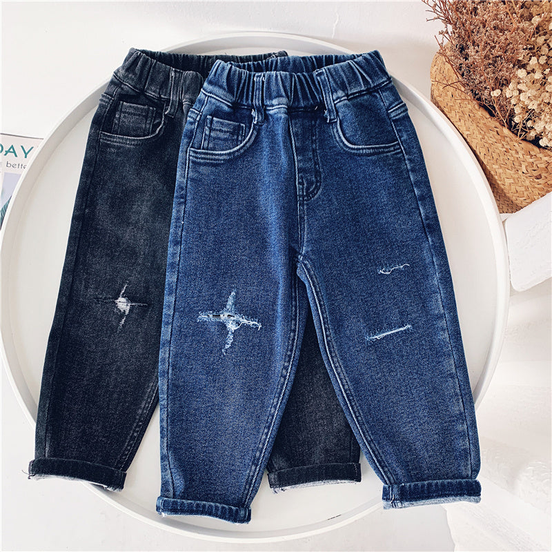 Boys Fleece Jeans Straight Trousers Trendy Children s Clothing