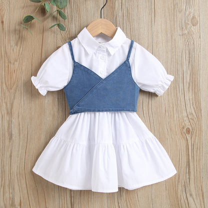 Girls' Style Short-sleeved  Vest Suit