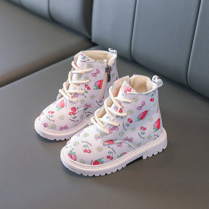 Girls Martin Boots Cute Strawberry Short Boots