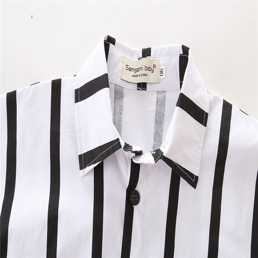 Black and white vertical striped shirt