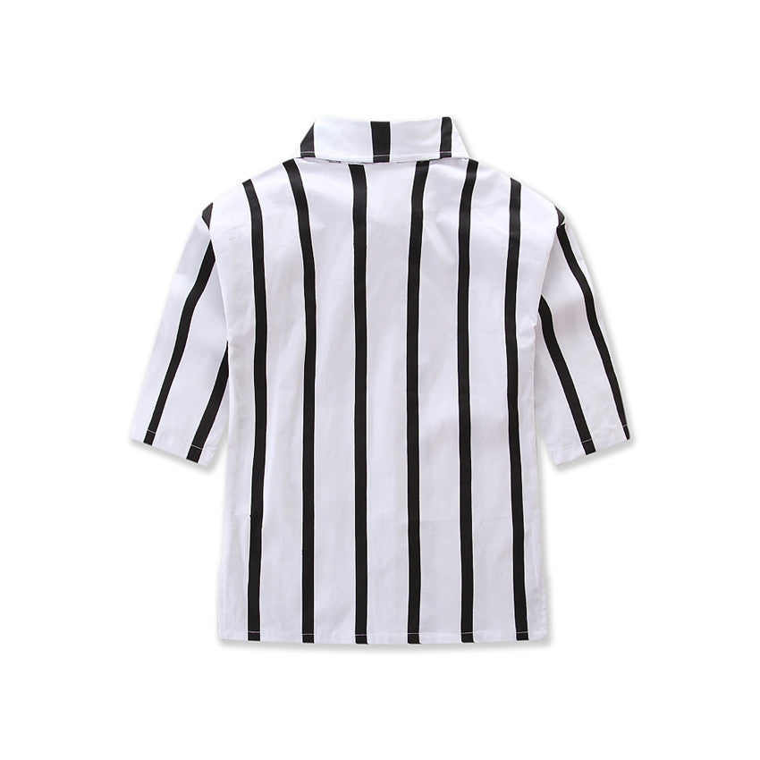 Black and white vertical striped shirt