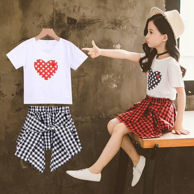 Children's Suit Short Sleeve Girl Two-Piece Suit