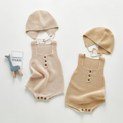 New Product Baby Girl Knit Romper With Hat One-piece Suit For Infants And Toddlers