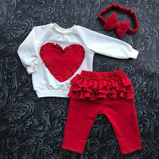 Little Girl Heart-shaped Long-sleeved T-shirt