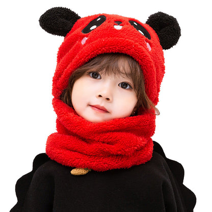 Winter boys and girls bib hat one-piece