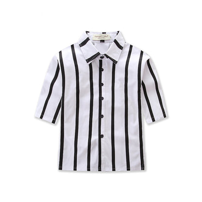 Black and white vertical striped shirt