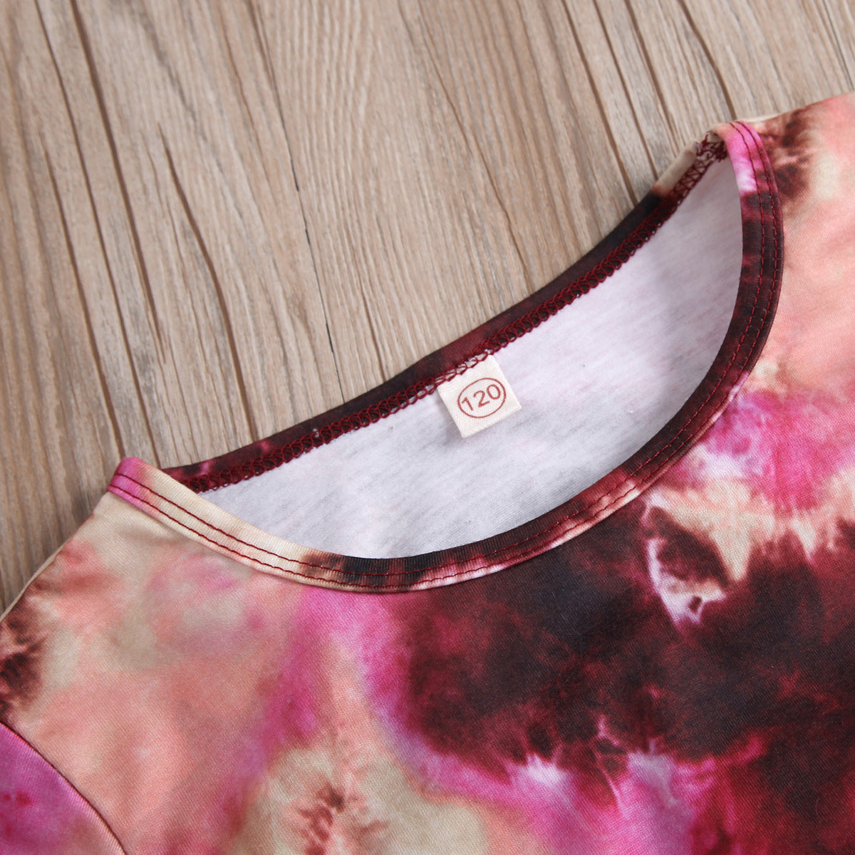 Children's Tie-dyed Round Neck Top And Shorts Suit