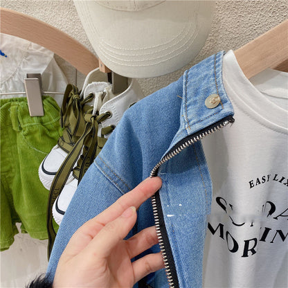 Girls Short Jean Jacket Fashionable Spring And Autumn