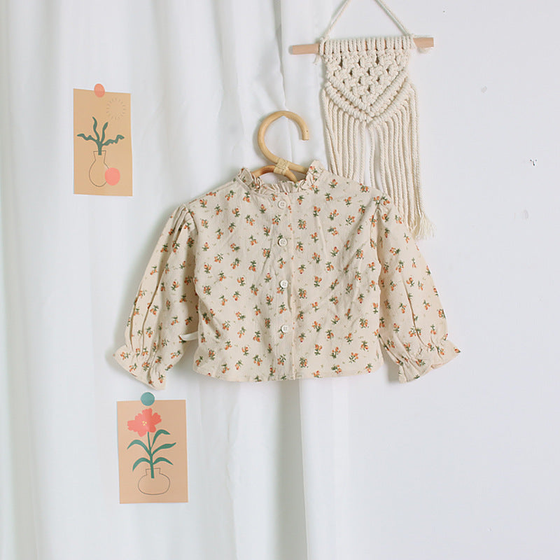 Baby Girl Clothes Spring Summer Linen Cotton Girls Floral Pullover Top Shirt Vintage Suspender Romper Dress Newborn Baby Outfits