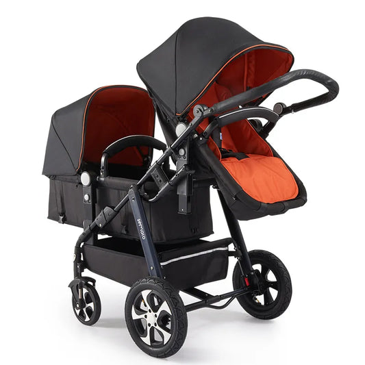 Luxury Twin Baby Stroller,High Landscape Pram,Folding Carriage