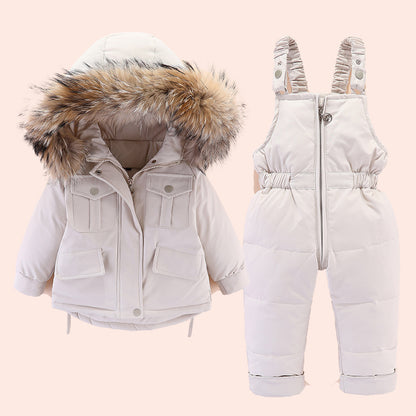 Boys and girls winter down jacket suits