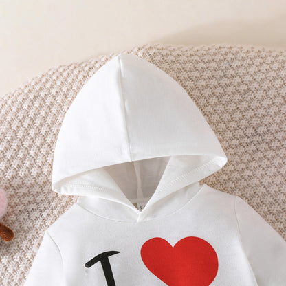 New Baby Love Letter Printed Hoodie Trousers Set