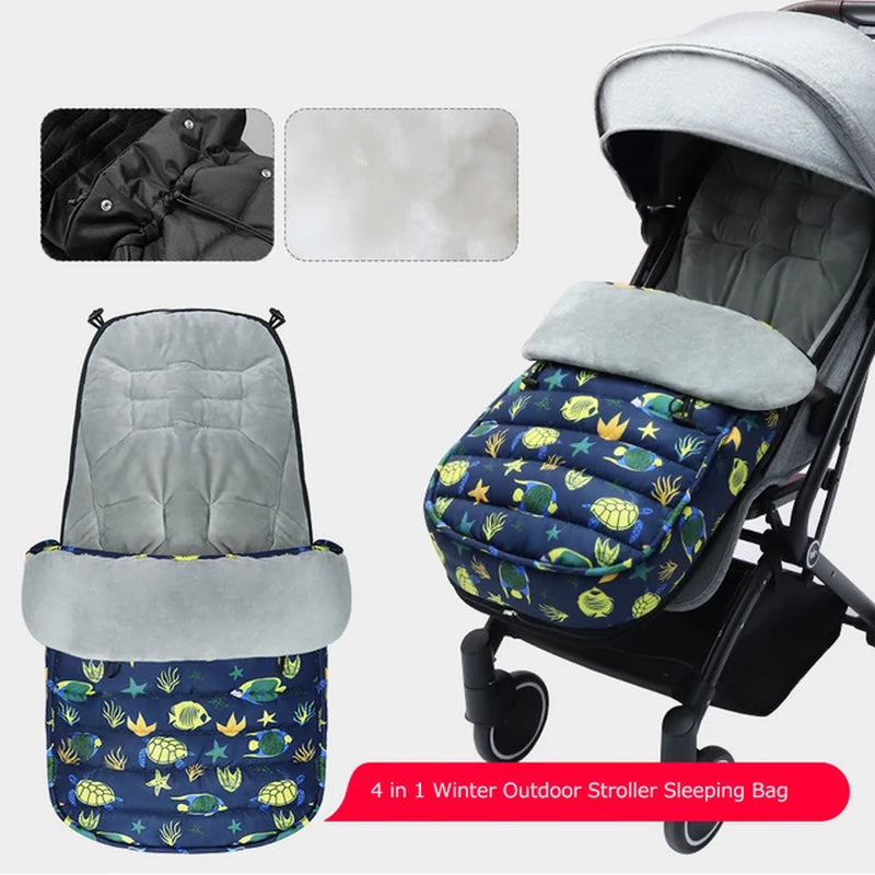 Winter Outdoor Baby Stroller Sleeping Bag Envelopes Warm Waterproof Footmuff Universal Thicken Cushion Windshield Sleepsacks