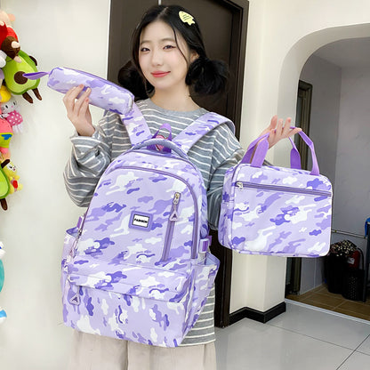 Girls' Large-capacity Backpack Three-piece