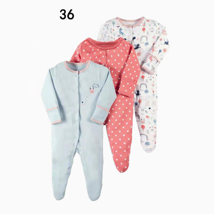 Three New Baby One Piece Rompers With Long Sleeves And Feet