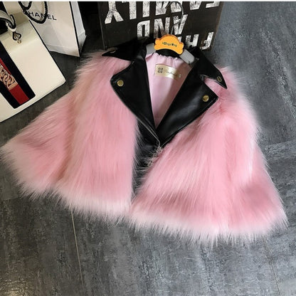 Children's wool sweater imitation fox fur coat