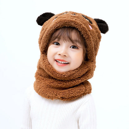 Winter boys and girls bib hat one-piece