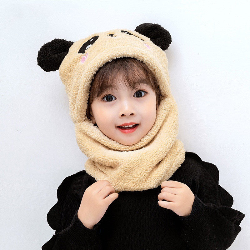 Winter boys and girls bib hat one-piece