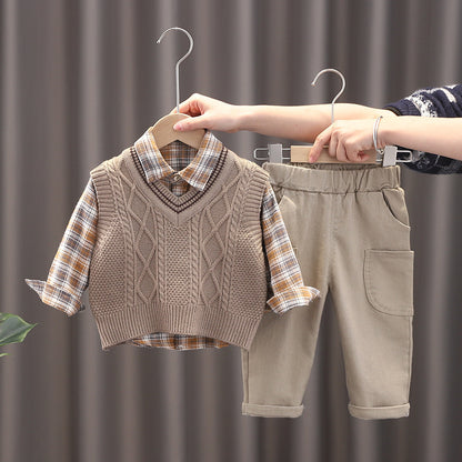 Fashion Personality Boy Sweater Vest Three-piece Set