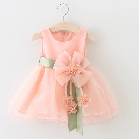 Foreign children new summer sleeveless dress baby girls gauze princess dress baby Korean clothing