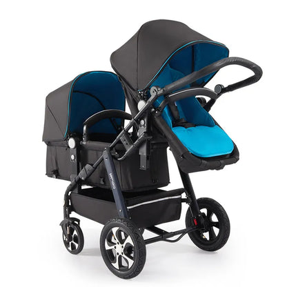 Luxury Twin Baby Stroller,High Landscape Pram,Folding Carriage