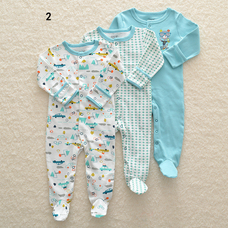 Three New Baby One Piece Rompers With Long Sleeves And Feet