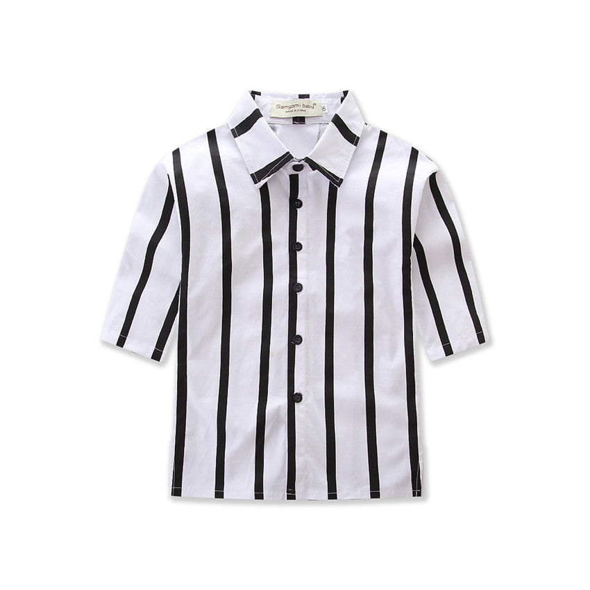 Black and white vertical striped shirt