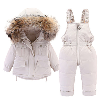 Boys and girls winter down jacket suits