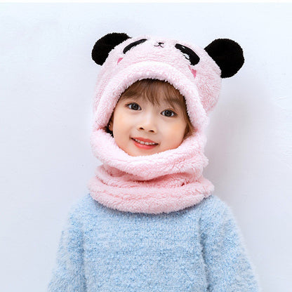 Winter boys and girls bib hat one-piece