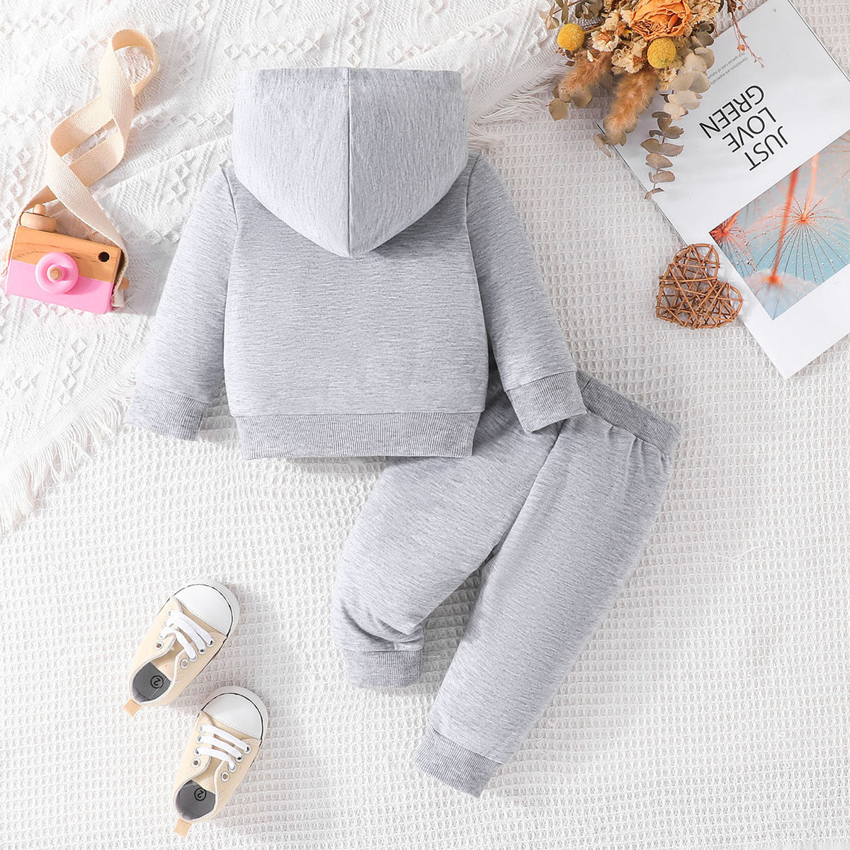 New Baby Love Letter Printed Hoodie Trousers Set