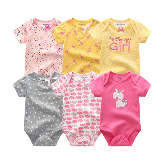 Baby Cotton Short Sleeve Print Bodysuit Romper Set