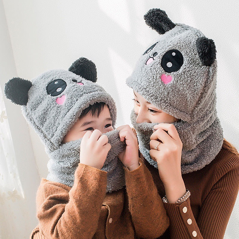 Winter boys and girls bib hat one-piece