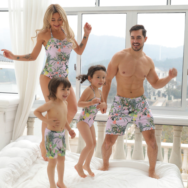 Printed Mother And Daughter Bikini Father And Son Swim Shorts