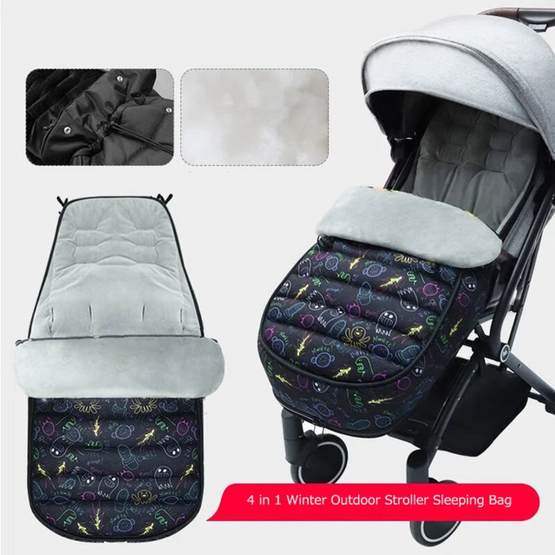 Winter Outdoor Baby Stroller Sleeping Bag Envelopes Warm Waterproof Footmuff Universal Thicken Cushion Windshield Sleepsacks