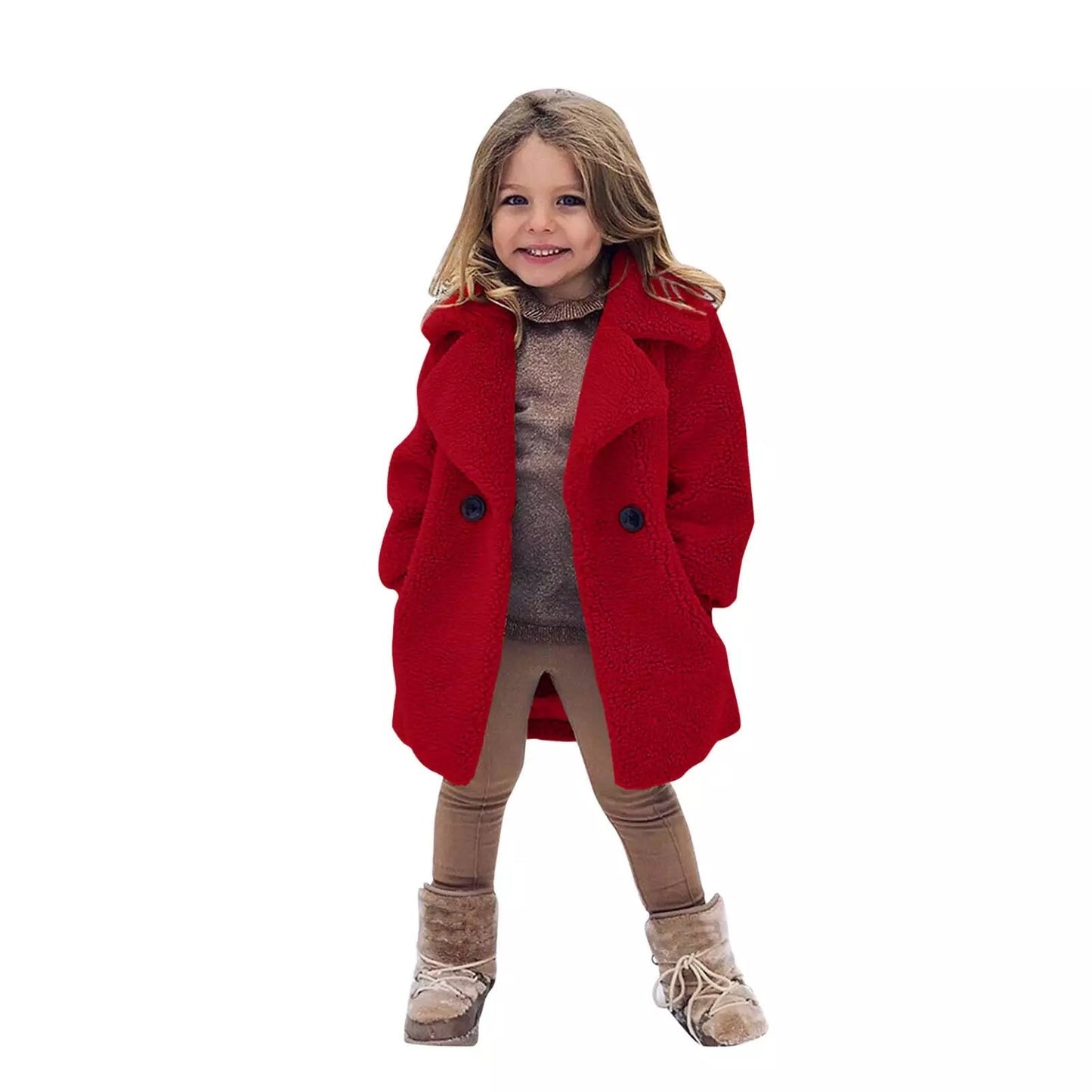 Girls' Fashion Lapel Solid Color Trench Coat