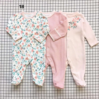 Three New Baby One Piece Rompers With Long Sleeves And Feet