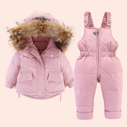 Boys and girls winter down jacket suits