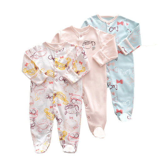 Three New Baby One Piece Rompers With Long Sleeves And Feet