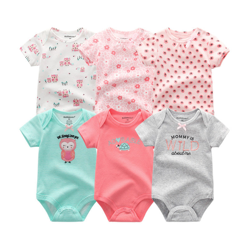 Baby Cotton Short Sleeve Print Bodysuit Romper Set