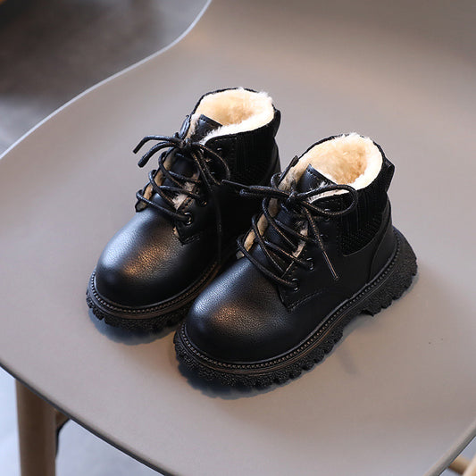 Children's Boots Martin Boys Leather Low-Cotton Cotton Girls Baby