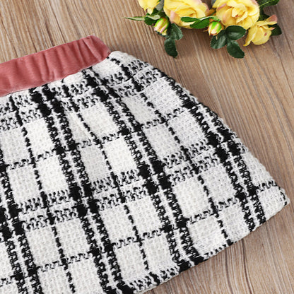 Plaid Print Baby Girl Suit Skirt