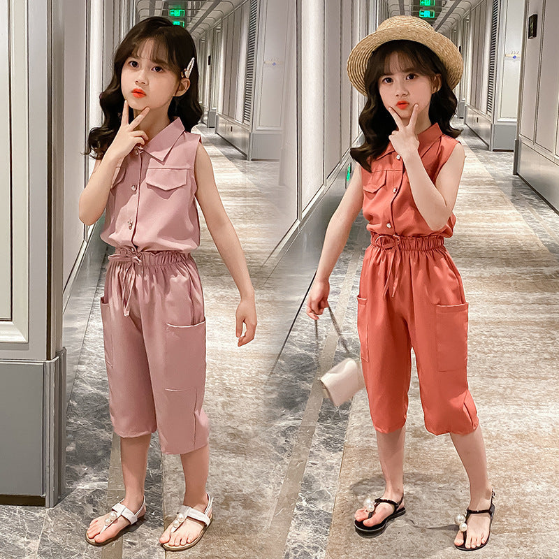 Two-piece Suit Girl Western Style Children Tooling Fashionable Princess