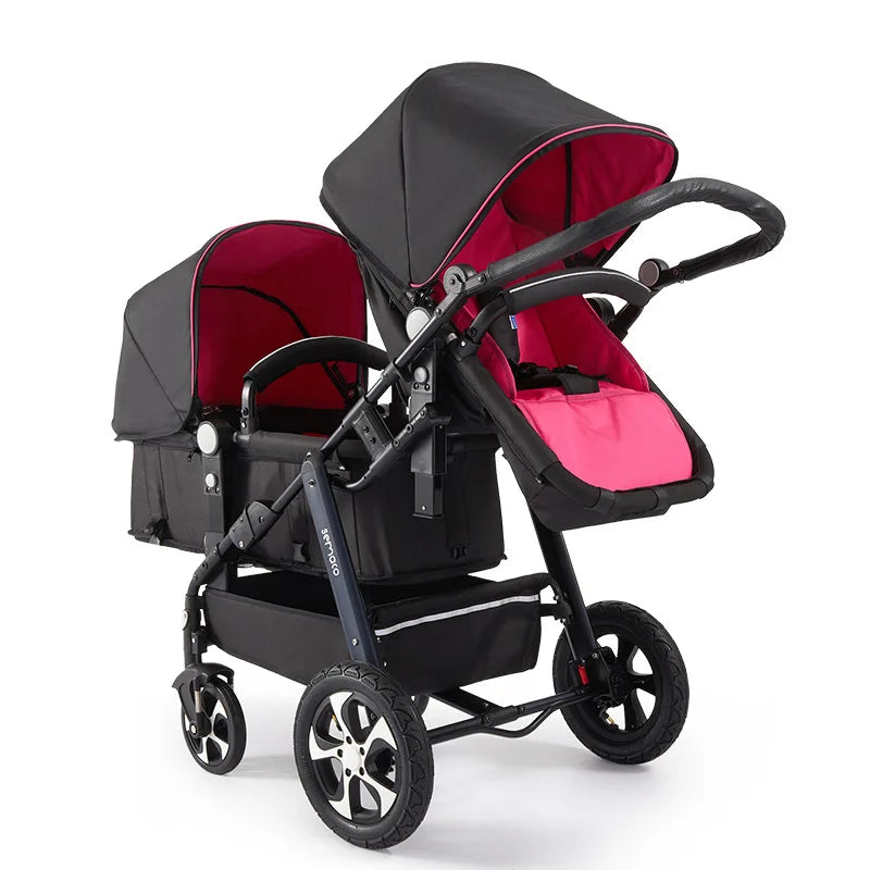 Luxury Twin Baby Stroller,High Landscape Pram,Folding Carriage