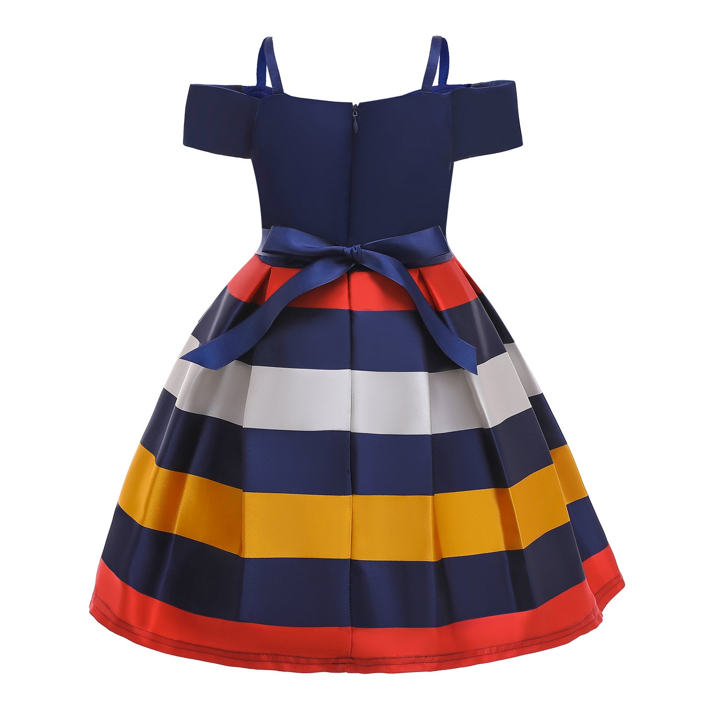 Fashion Sling Dress Walang Strapless Striped Birthday Dress ng mga Bata