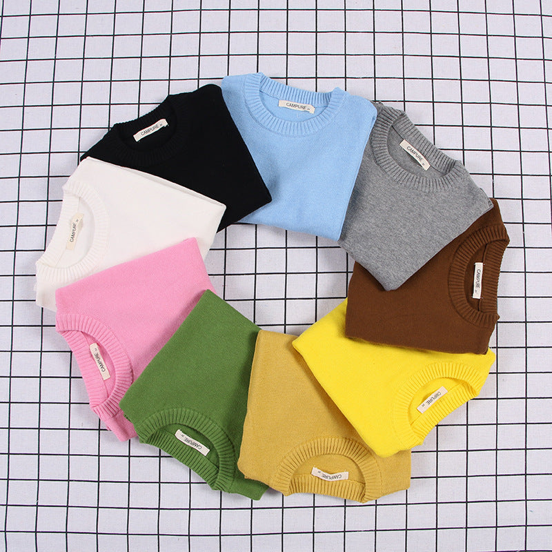 Boys And Girls Solid Color Sweater Pullover Sweater