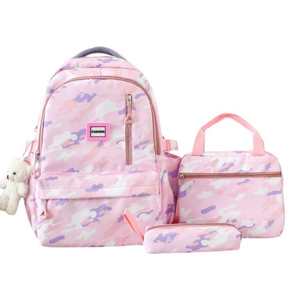 Girls' Large-capacity Backpack Three-piece