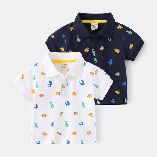 Lapel Shirt ng mga Bata na May Maiikling Manggas