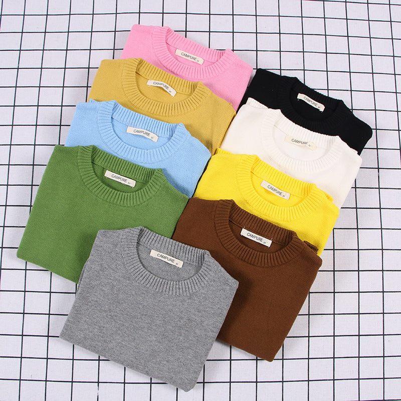 Boys And Girls Solid Color Sweater Pullover Sweater