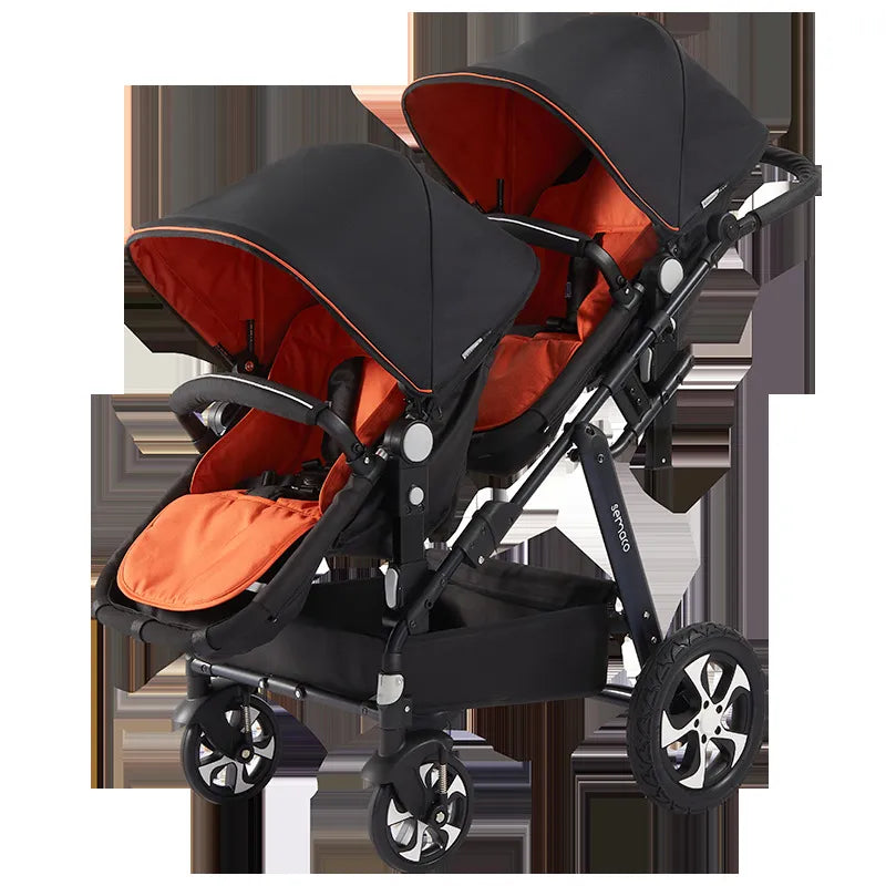 Luxury Twin Baby Stroller,High Landscape Pram,Folding Carriage